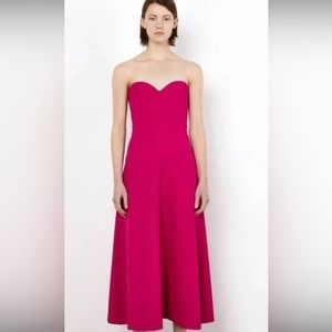 NWT Zara Fuchsia Pink Strapless Midi Party Dress